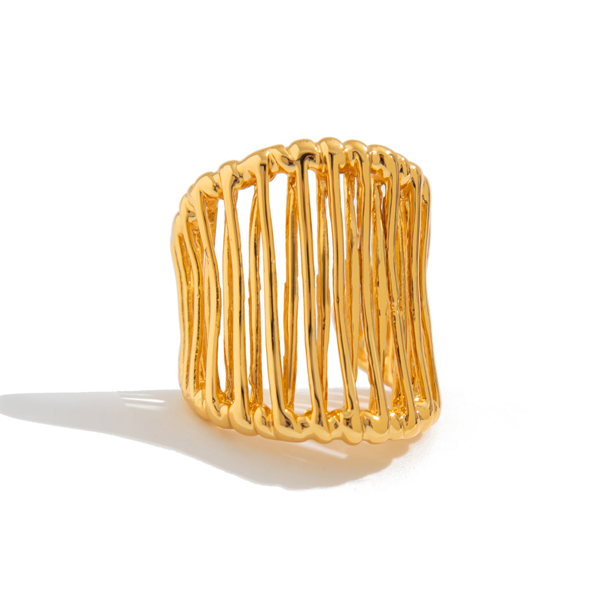 Stackable Geometric Zinc Alloy Plated Open Ring Set for Women