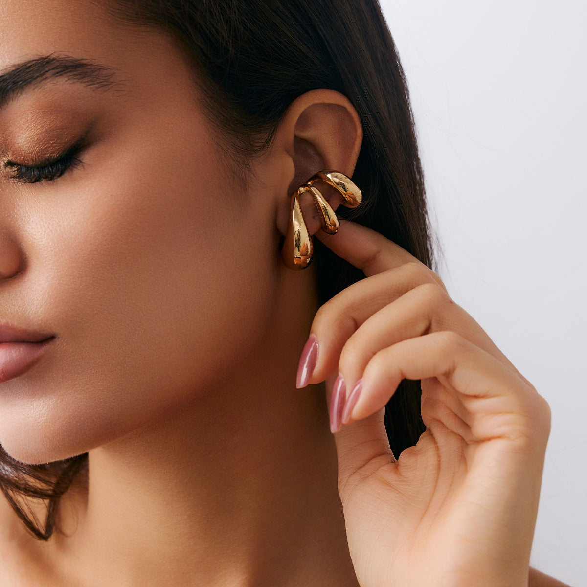 Minimalist Geometric Sunflower Pearl Drop Earrings Alloy Plated Fashion Ear Clips for Women