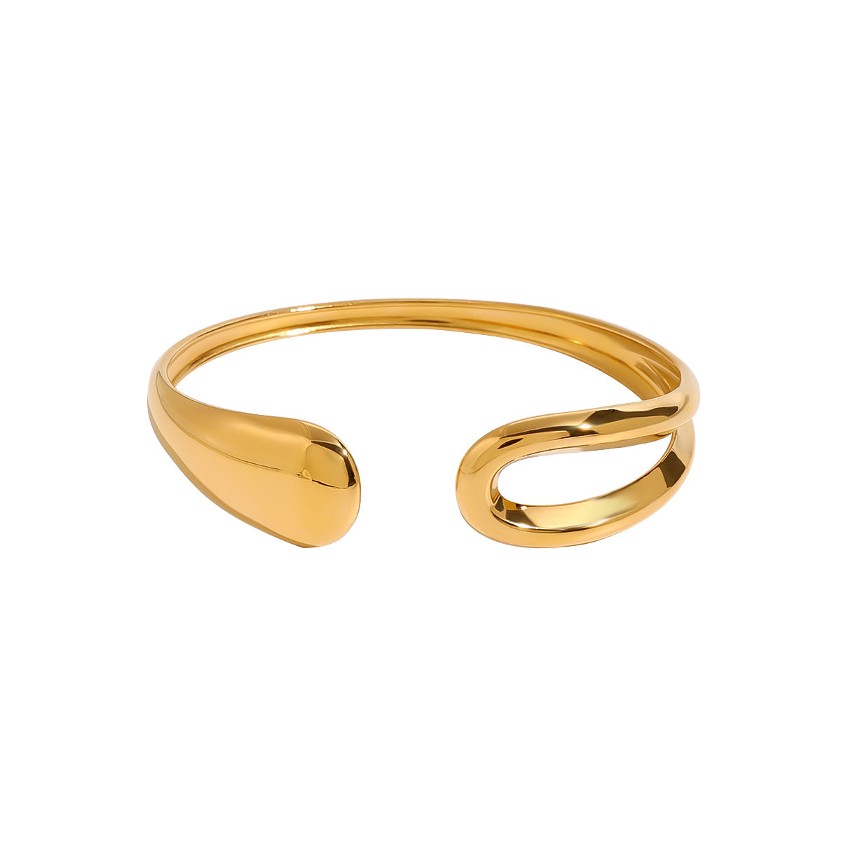 Bracciale da donna a polsino in acciaio inossidabile geometrico minimalista con finitura placcata