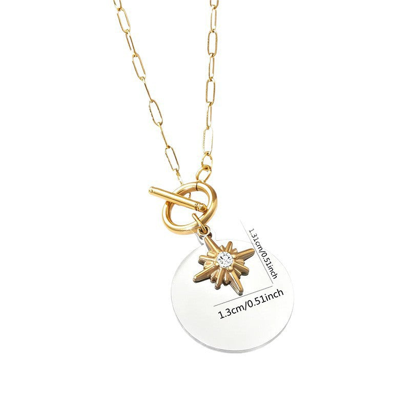 Minimalist Luxury Eight-Pointed Star Geometric Stainless Steel Plated Necklace for Women
