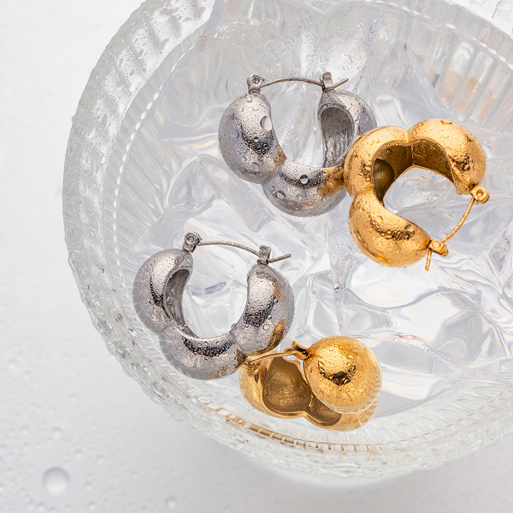 Minimalist 18K Gold Plated Stainless Steel Geometric Three-Half-Sphere Earrings for Women