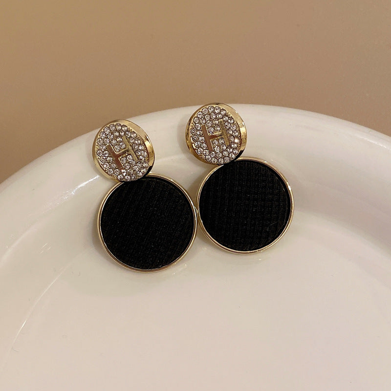 Pendientes de Ángel Retro Artísticos Ovalados con Incrustaciones de Pedrería para Mujer con Base de Cobre y Diseño Geométrico