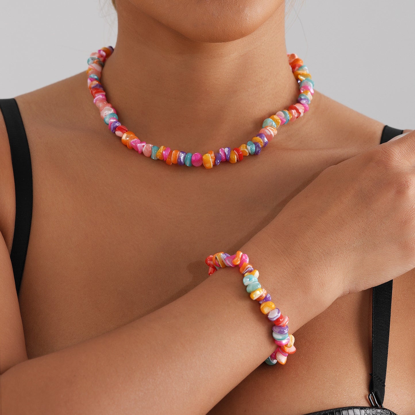 Collar con colgante de concha marina irregular geométrica para mujer, cadena de clavícula chapada en aleación