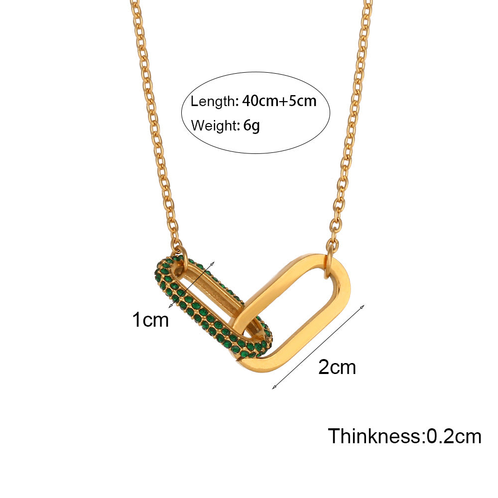 Fashionable Geometric Stainless Steel Plated Heart Pendant Necklace for Women