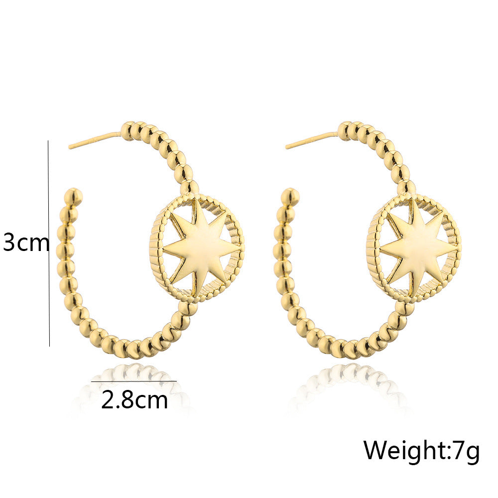 Orecchini in rame a forma geometrica con placcatura in oro 14K e perni in argento sterling 925 da donna