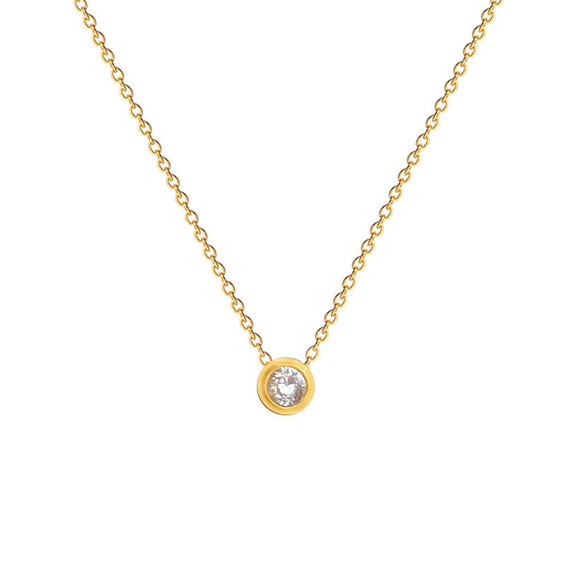 Collana girocollo minimalista in acciaio al titanio con strass, ciondolo floreale geometrico