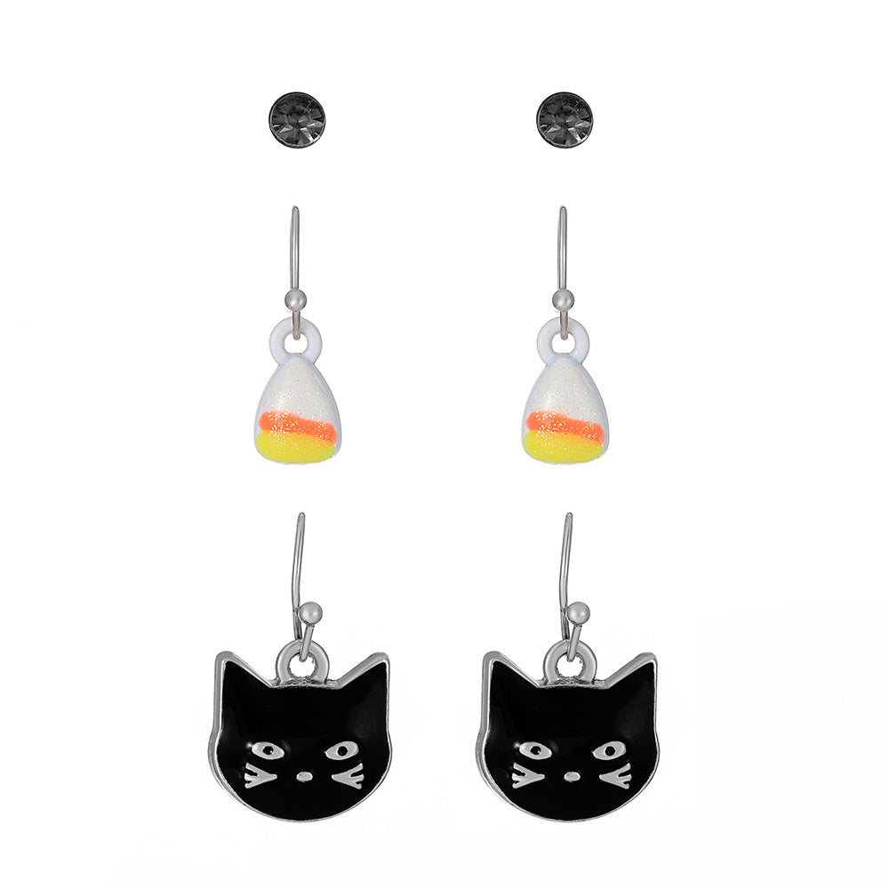 Pendientes de aleación con diseño de calabaza y calavera, estilo punk, chapados en oro, para mujer, temáticos de Halloween