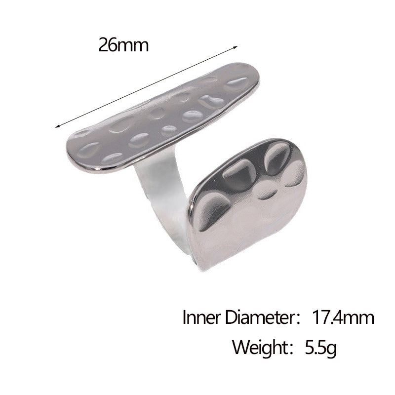 Minimalist Geometric Titanium Steel Ring for Women with Gold Plating Adjustable Open Band Fashion Jewelry