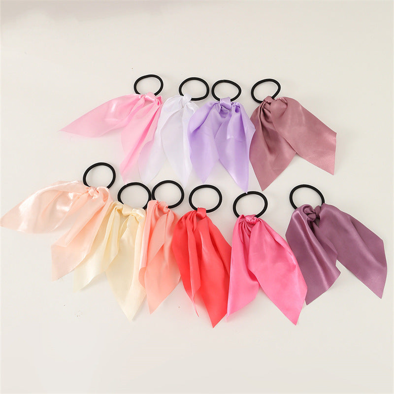 Elastici per Capelli Minimalisti in Raso con Piccoli Fiocchi Set da 10 Pezzi per Bambini