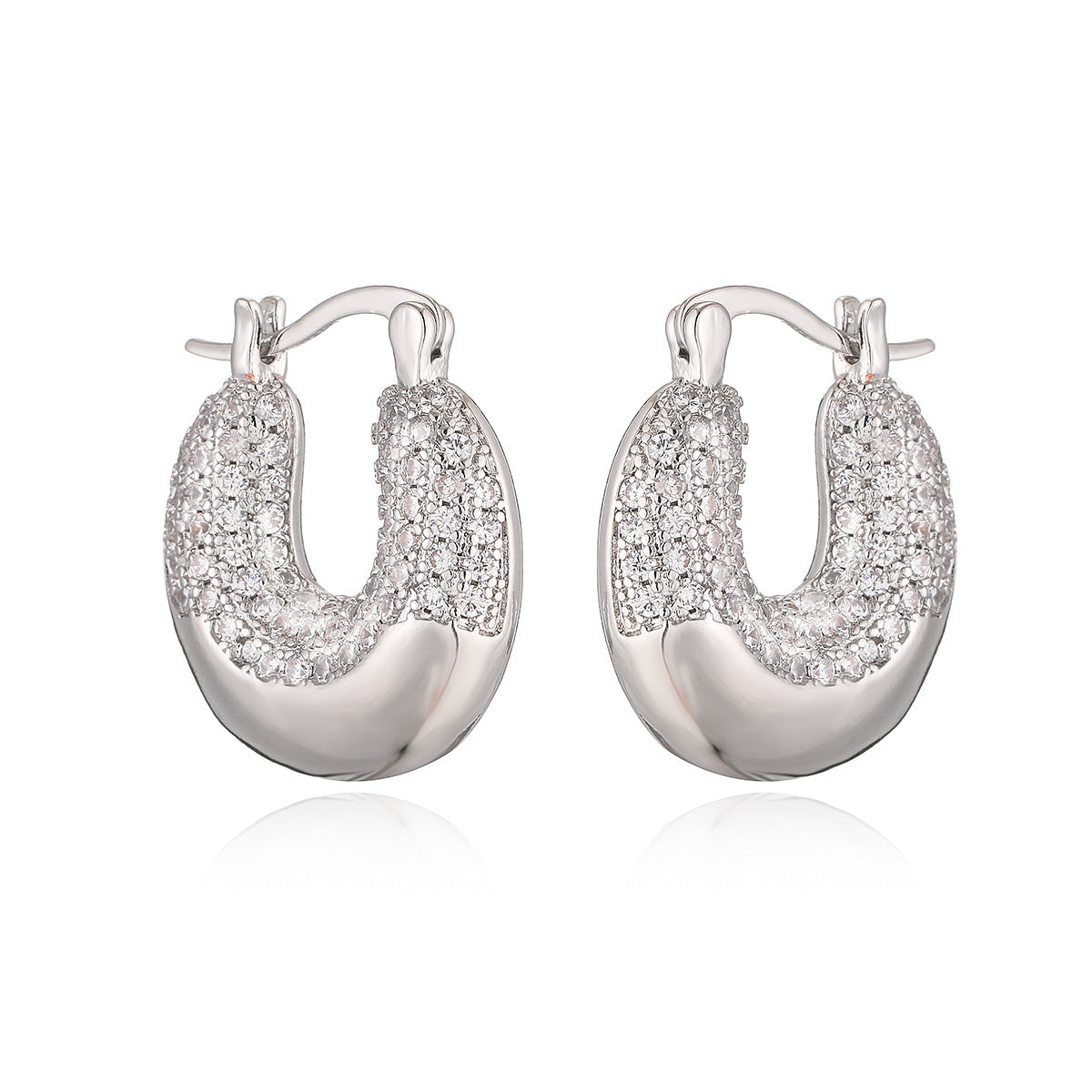 Geometric Earrings for Women with Copper Base Plated in 18K Gold and Micro-Paved Zirconia, Fashionable and Versatile Luxury Design