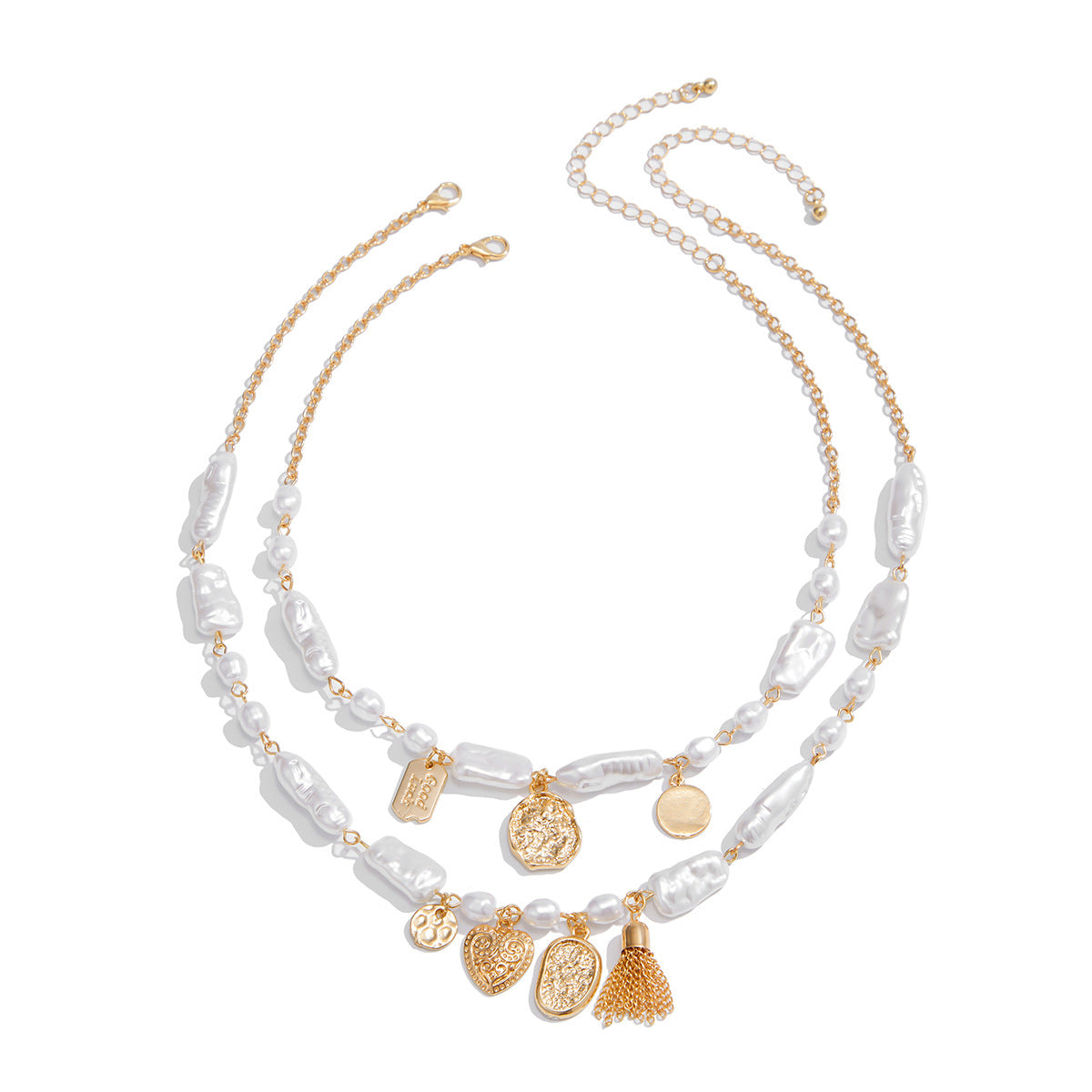 Collana con ciondolo a cuore in lega, stile barocco francese vintage, design irregolare e finitura placcata, da donna