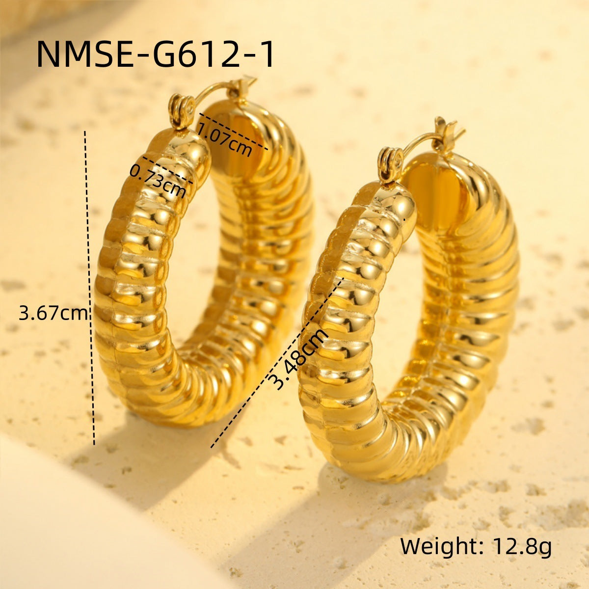Orecchini da donna in acciaio inossidabile a forma geometrica vuota, stile vintage, placcati oro 18 carati