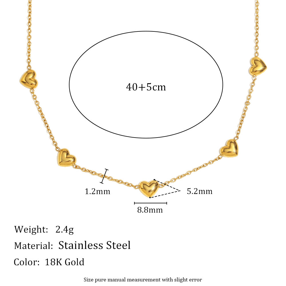 Minimalist Heart-Shaped Stainless Steel Pendant Necklace with 18K Gold Plating on O-Chain for Women
