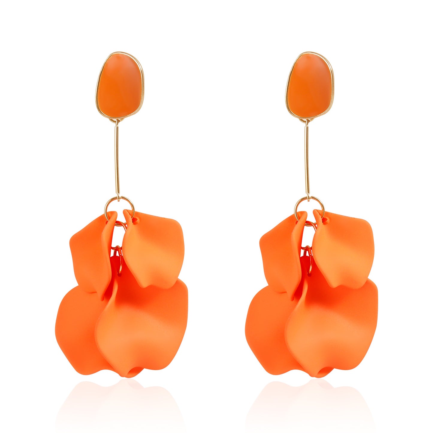 Vintage Floral Resin Stud Earrings for Women with Geometric Petal Shape and Plated Finish