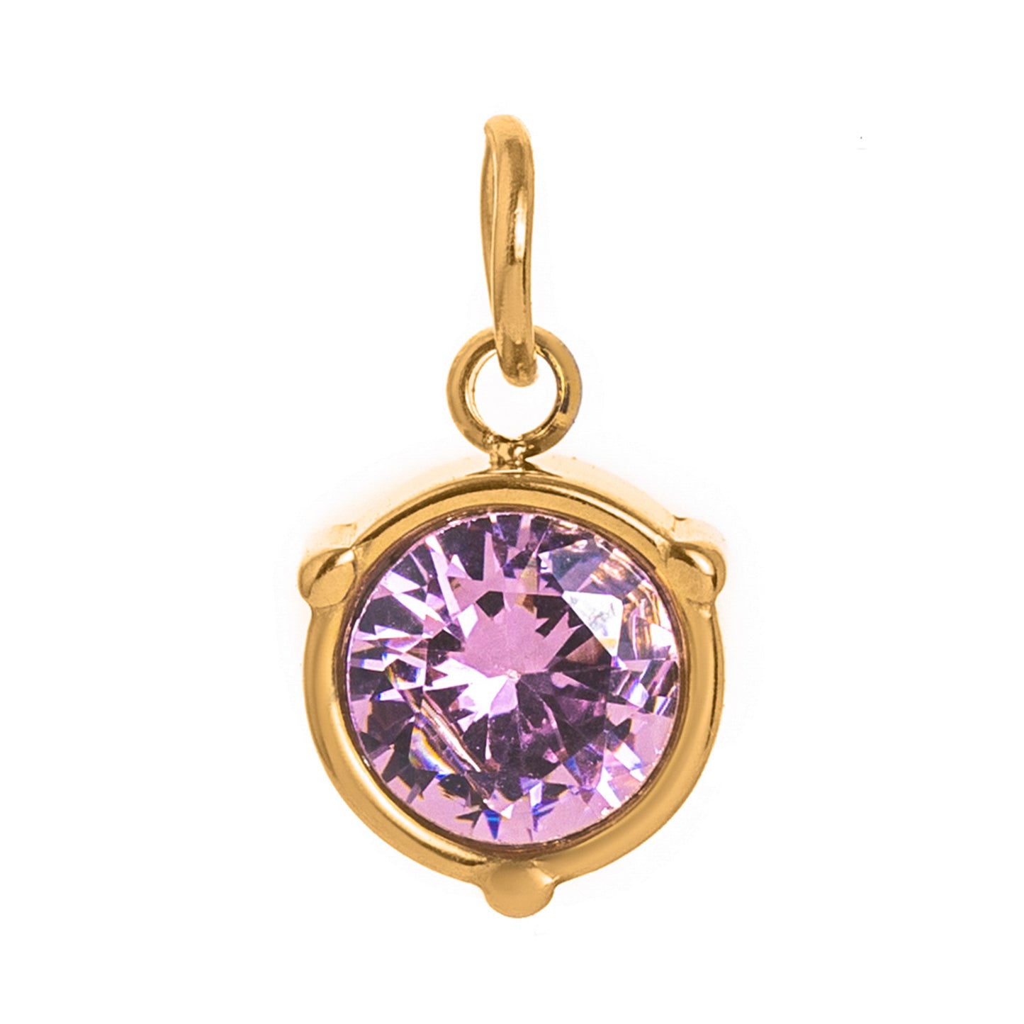 Geometric Round Stainless Steel Cubic Zirconia Inlay Plated Charm Bar Pendant