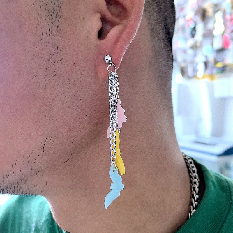 Halloween Bat Pendant Earrings with Acrylic Material and Carved Detailing for Unisex Wear