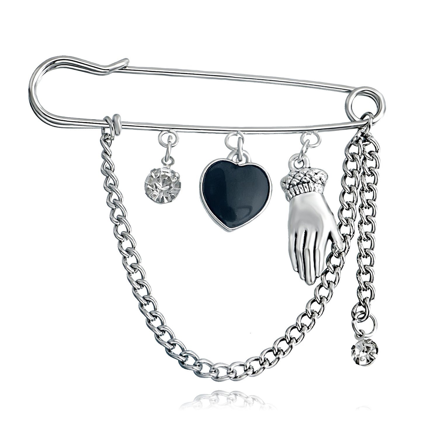 Minimalist Geometric Alloy Lapel Pin with Plated Finish for Women — Heart-Shaped Fashion Commuter Accessory