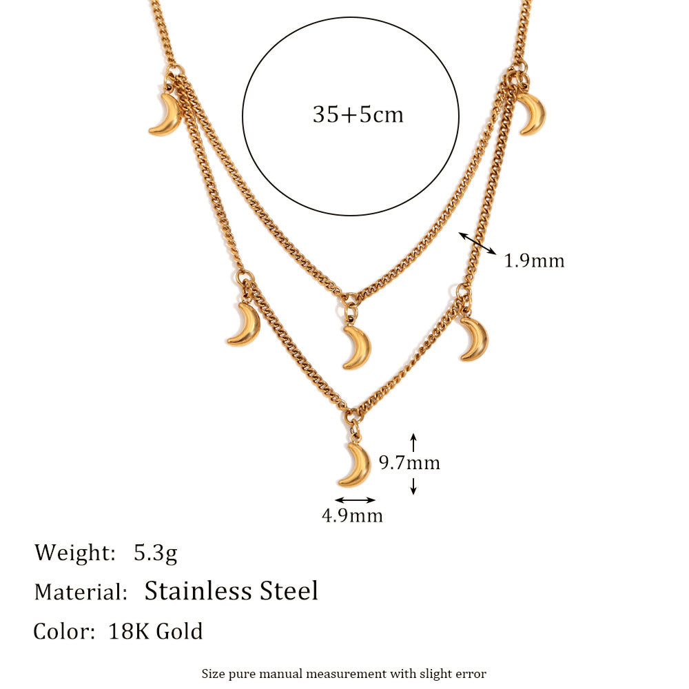 Collana a Pendente a Mezzaluna Minimalista alla Moda da Donna in Acciaio Inossidabile con Placcatura in Oro 18K