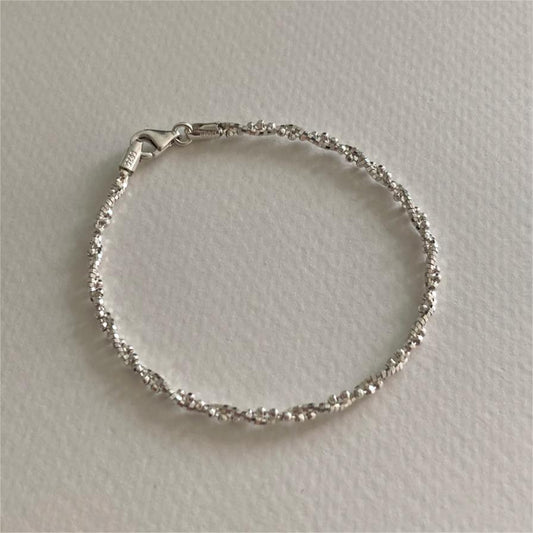 Pulsera minimalista de cuentas redondas facetadas geométricas en plata de ley 925, joyería fina hecha a mano