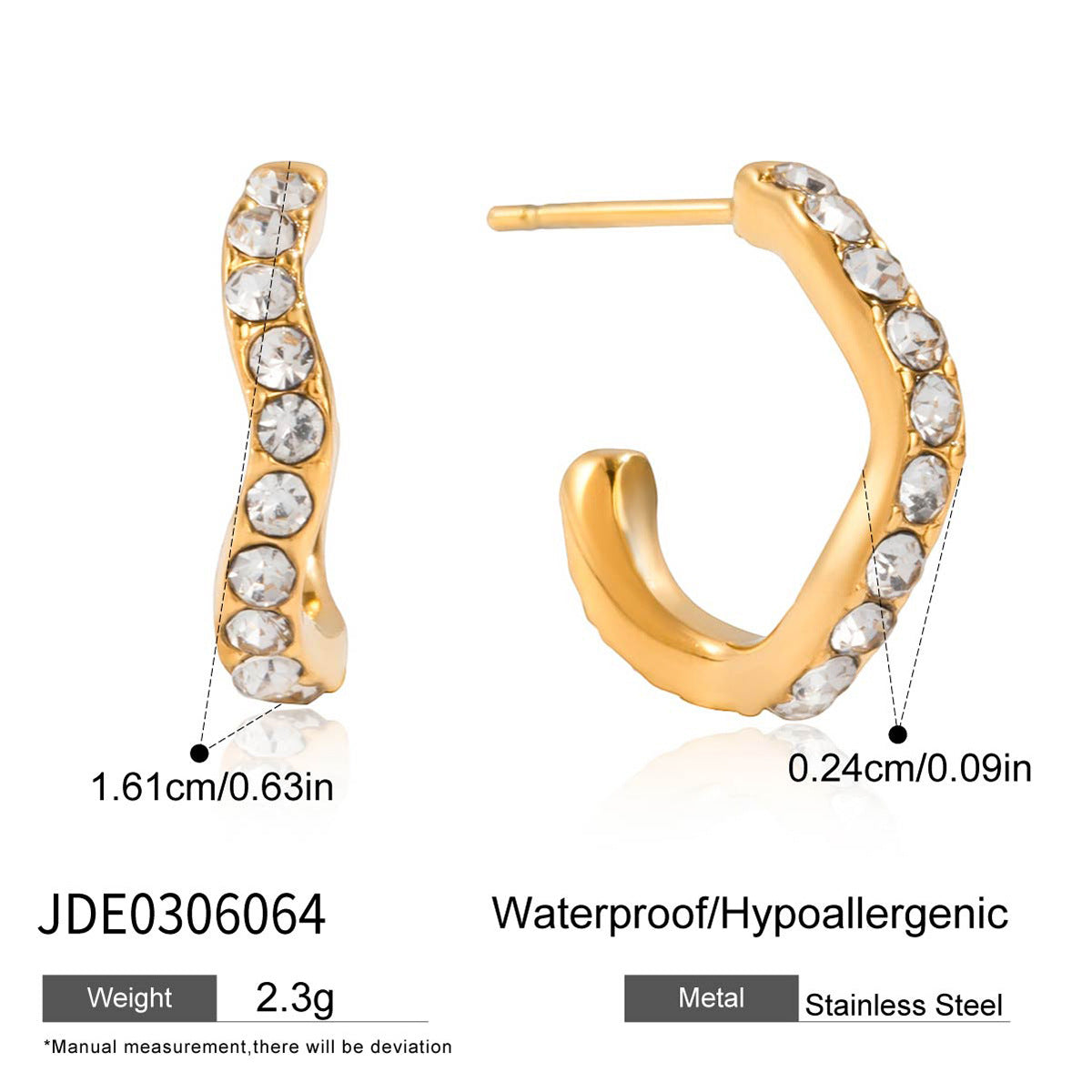 Orecchini a Cerchio Geometrici di Lusso da Donna, in Acciaio Inossidabile Placcato Oro 18K, di Moda, per Pendolari, a Clip