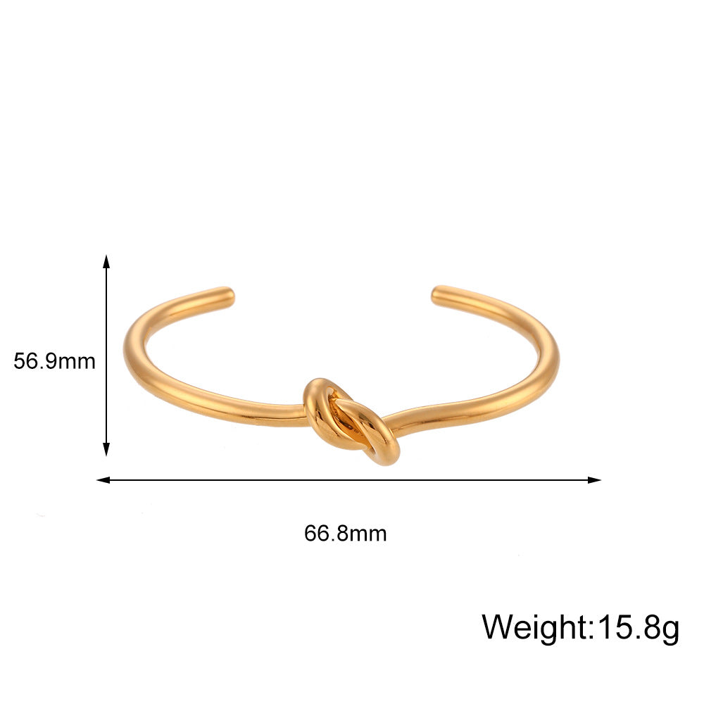 Bracciale da donna placcato oro 18 carati in acciaio inossidabile dal design minimalista a nodo