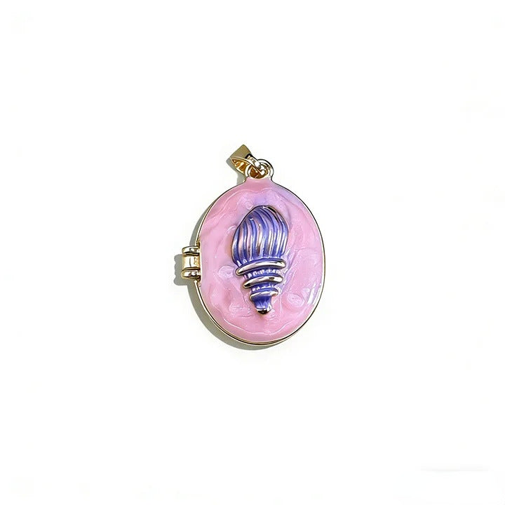 Vintage 18K Gold Plated Heart Shape Brass Drip Oil Pendant Charm Bar