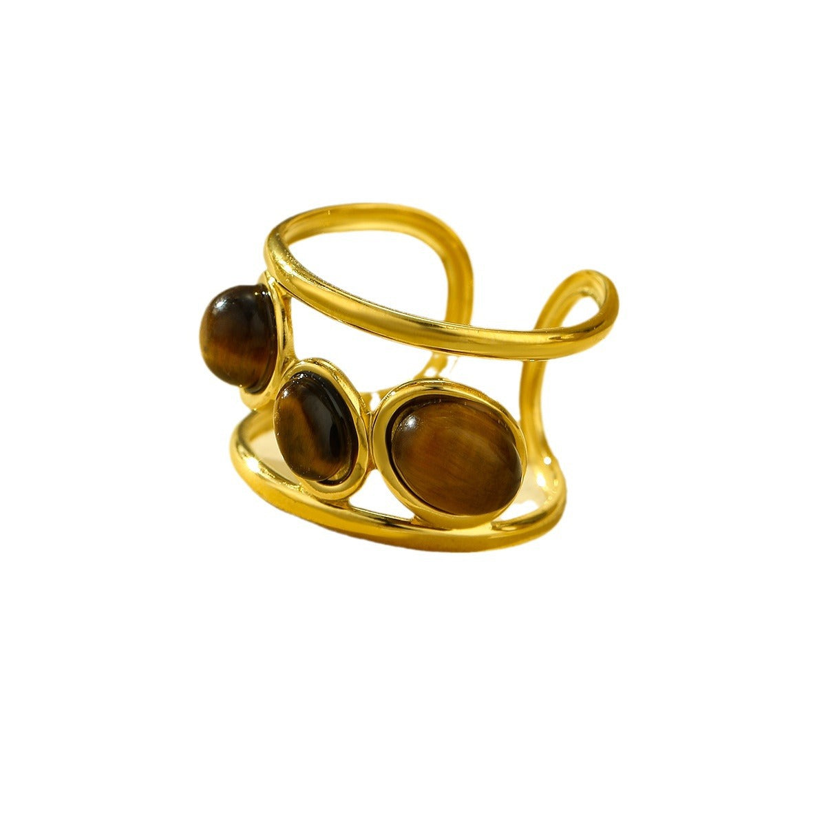 Anello Minimalista da Donna in Acciaio al Titanio con Intarsi Turchesi e Finitura Placcata