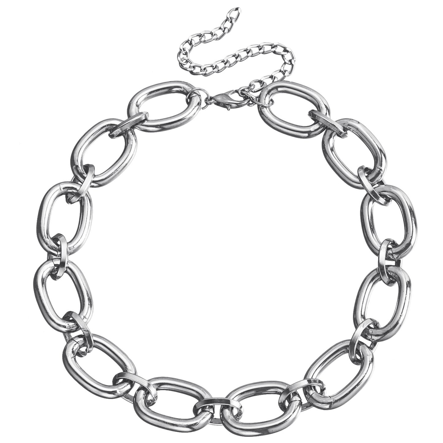Punk Geometric Aluminum Necklace for Women with Electroplated Finish and Clavicle Chain Style