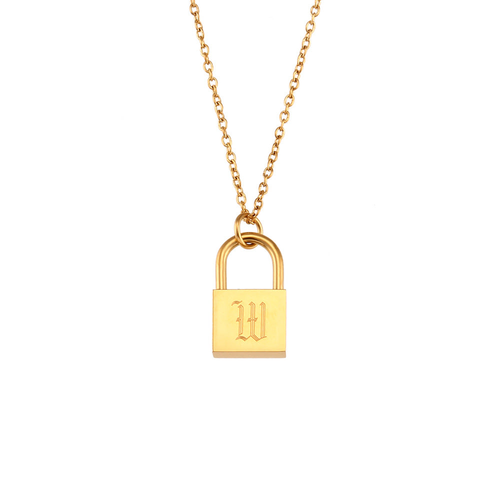 Fashionable Minimalist Stainless Steel Letter Pendant Necklace with Plated Finish for Women