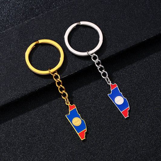 Llavero colgante de estilo étnico de acero inoxidable para hombres y mujeres, accesorio decorativo versátil