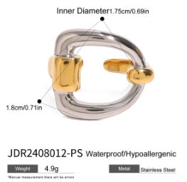 Anello geometrico in acciaio inossidabile con placcatura in oro PVD sottovuoto da donna Accessorio di moda lussuoso e minimalista