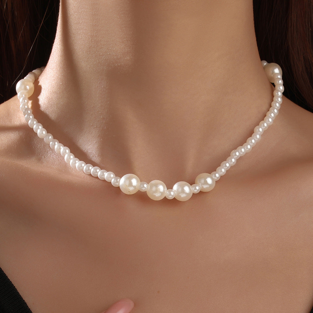 Minimalist Elegant Multi-Layer Round Pearl Necklace Long Cable Chain Sweater Chain for Women and Men