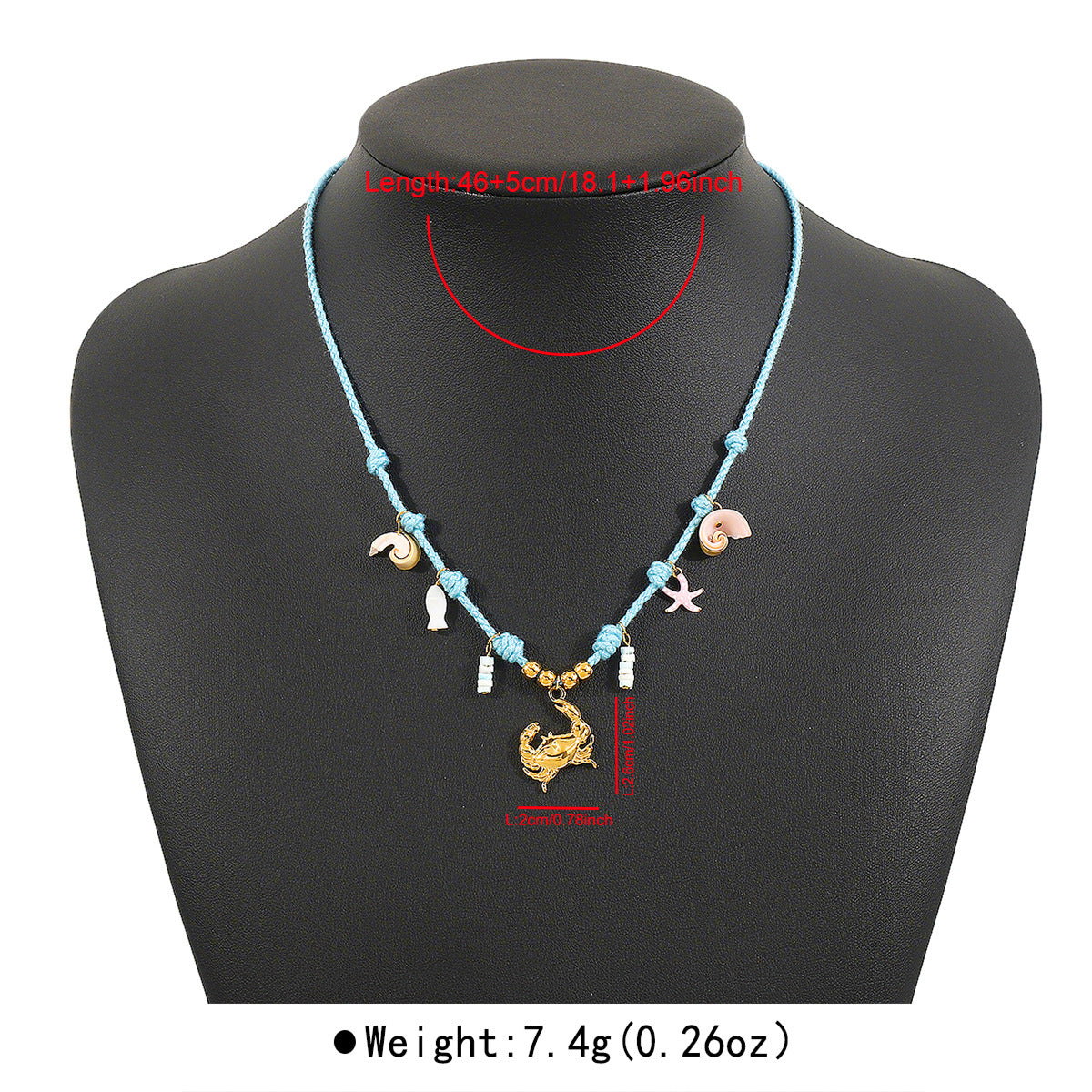 Collana con Pendente Stella Marina e Conchiglia Stile Naturale da Donna, in Acciaio Inox con Finitura Placcata Oro 14K su Catena a Cordino