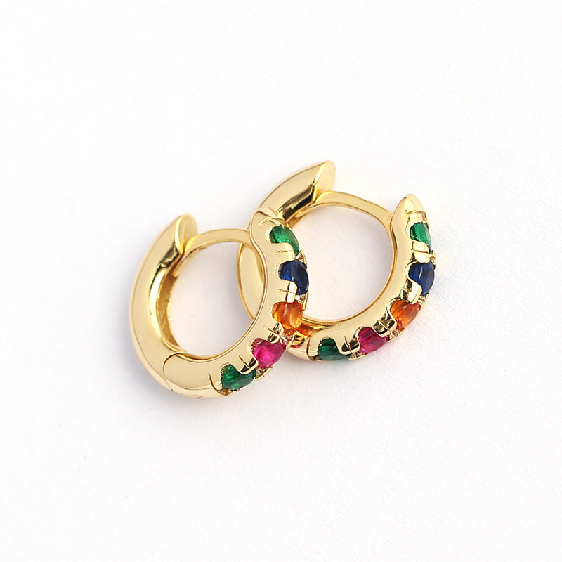 Orecchini a Cerchio di Lusso in Argento Sterling 925 con Zirconi Cubici Colorati Geometrici