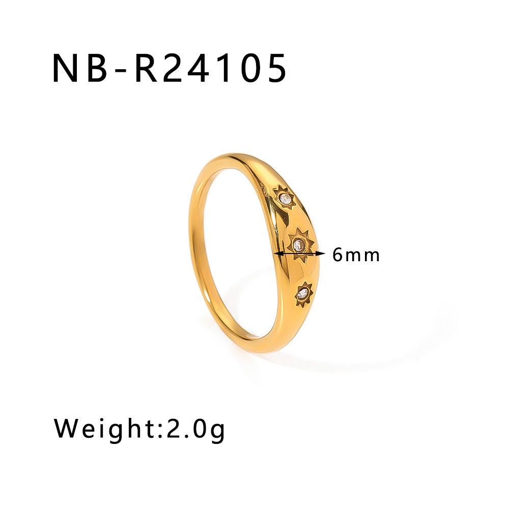 Elegante Anello in Acciaio Inossidabile con Trama Intrecciata e Intarsio di Strass con Motivi a Foglia, Onde e Forme Geometriche per Uomo e Donna