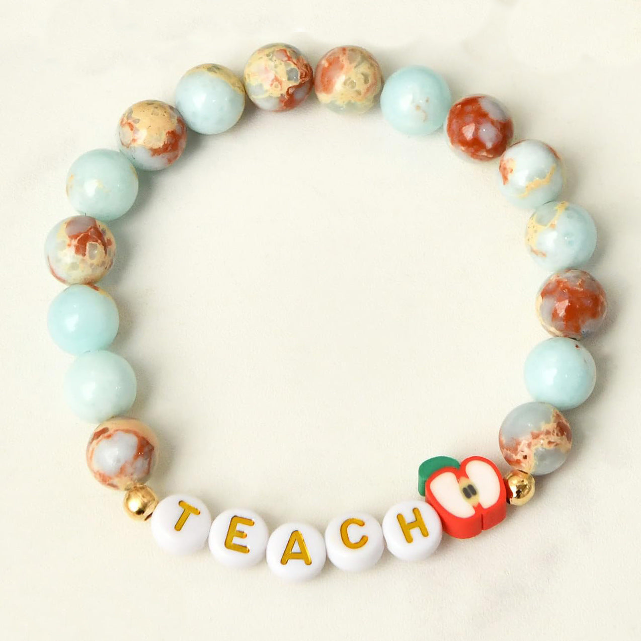Sweet Elegant Letter Agate Beaded Bracelet for Women