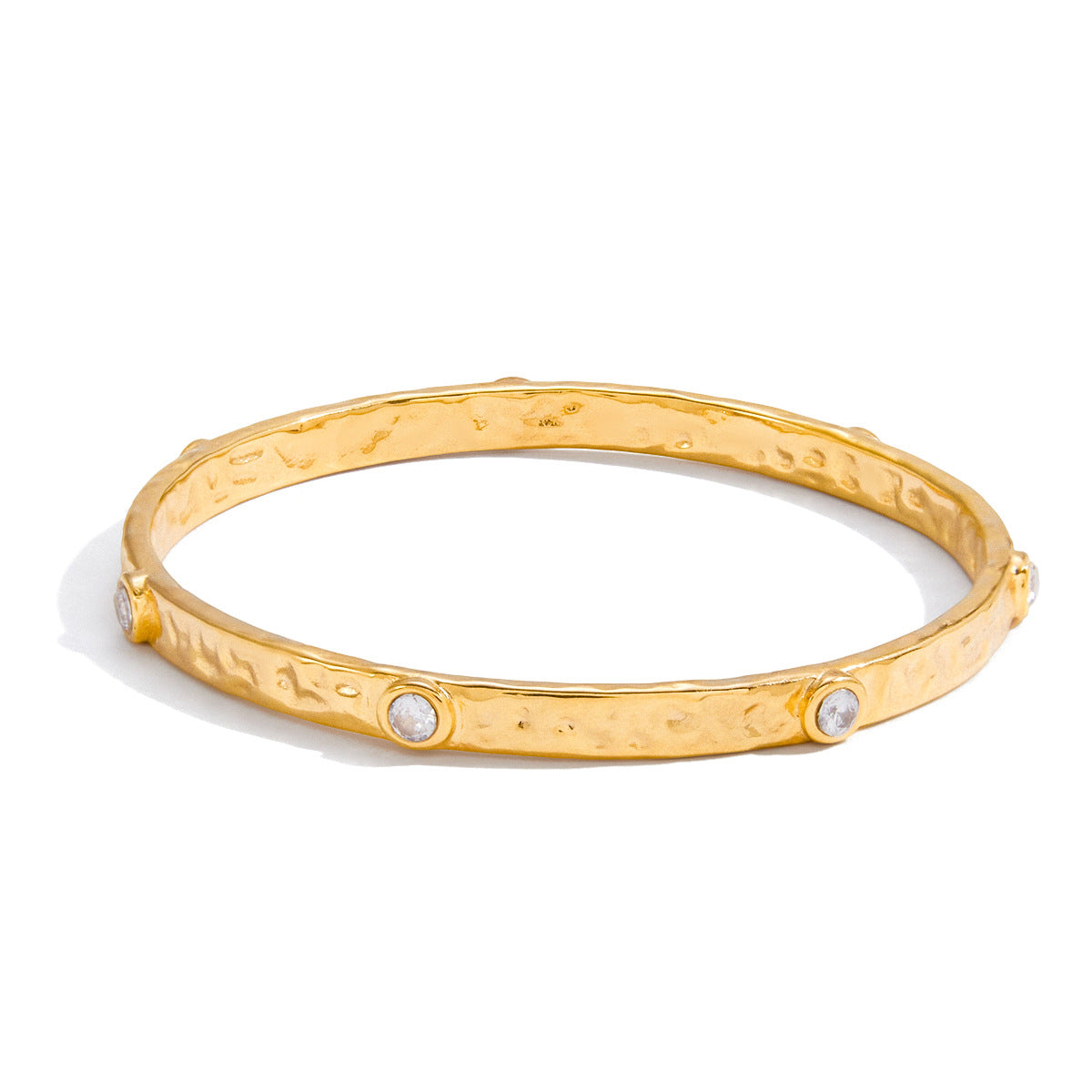 Pulsera ovalada minimalista de acero de titanio con incrustaciones de circonio bañada en oro de 18K Joyería de acero inoxidable para mujer
