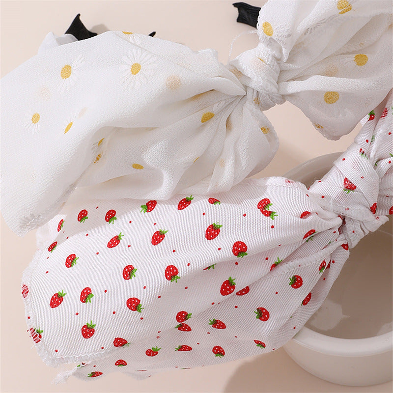 Cerchietto per bambini con fiocco e finiture in pizzo, in tessuto a pois carino, stile minimalista