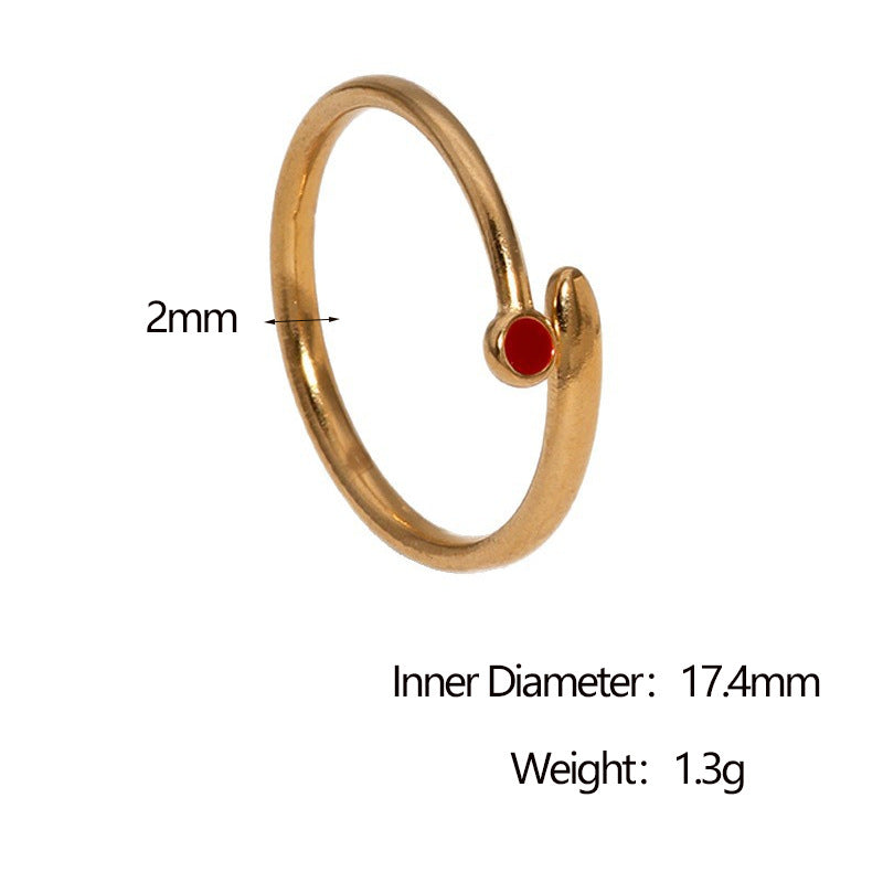 Minimalist Geometric Open Ring 18K Gold Plated Titanium Steel Women's Fashion Jewelry