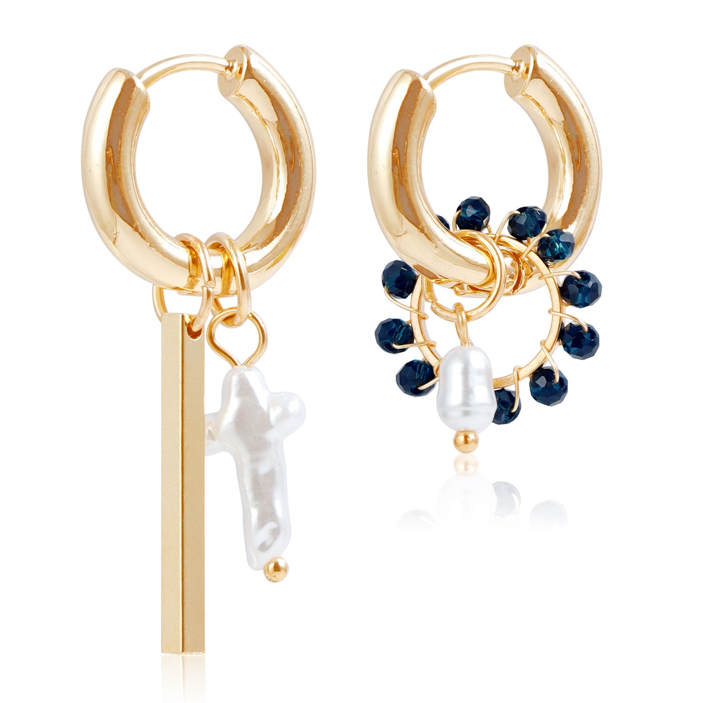 Geometric Woven Crystal Hoop Earrings for Women with Plated Finish Minimalist Fashion Accessory