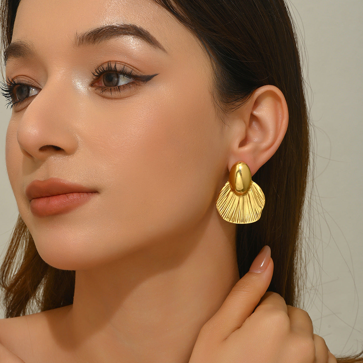 Minimalist Elegant Geometric Fish Tail Stainless Steel Earrings for Women