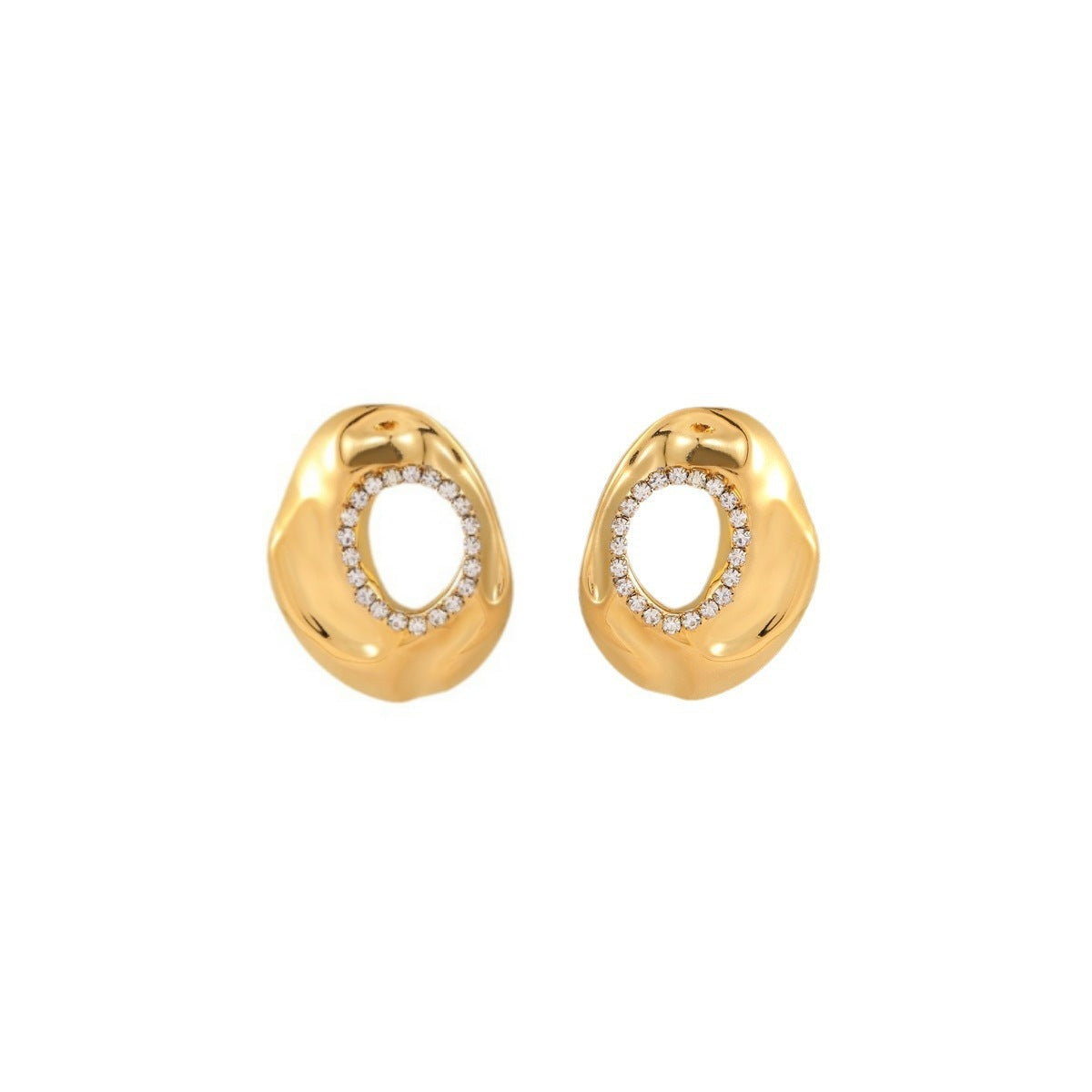 Orecchini da donna in acciaio inossidabile con design geometrico alla moda, placcatura in oro 18 carati e intarsio in zircone