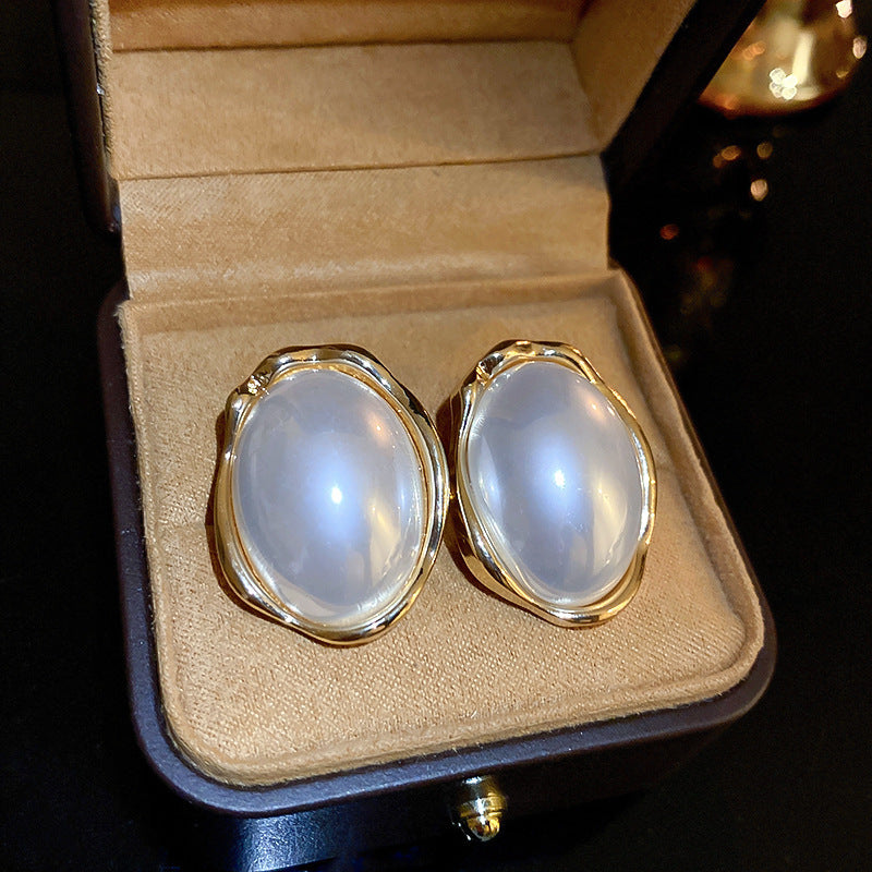 Eleganti Orecchini a Perno da Donna in Stile Francese Vintage con Zirconi Geometrici e Perle Imitazione