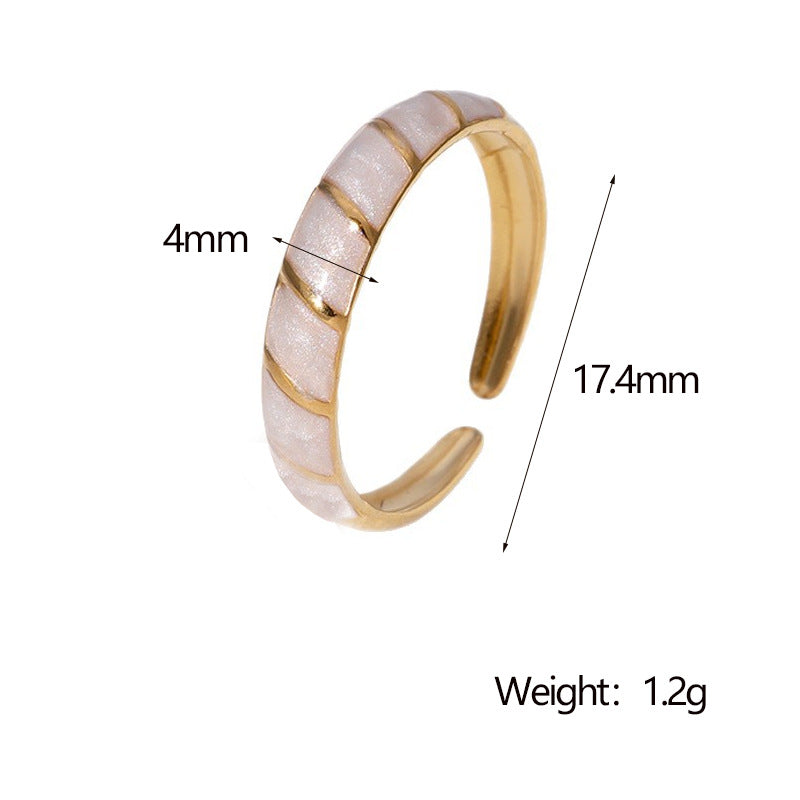 Anello geometrico regolabile in acciaio inossidabile da donna stile vintage, con finitura placcata e design dalle linee pulite