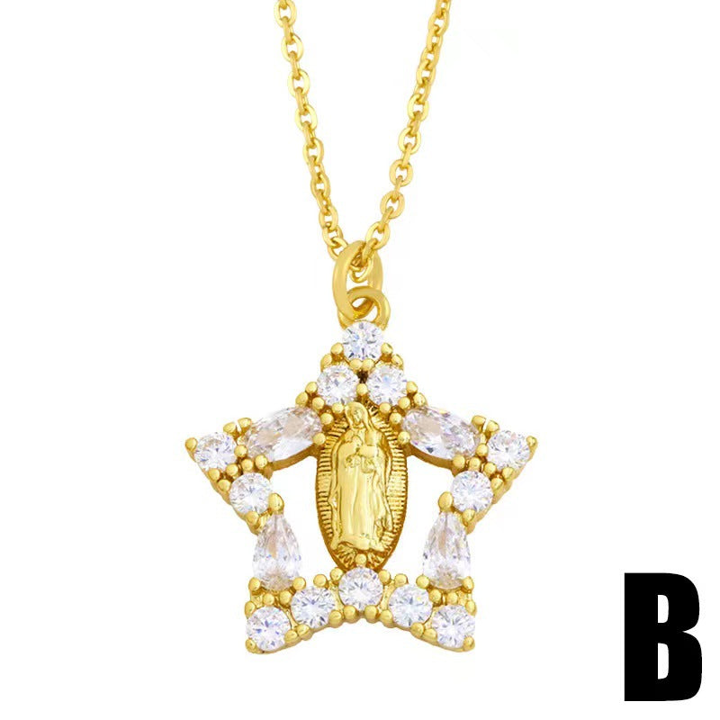 Fashionable Geometric Heart-Shaped Titanium Steel Pendant Necklace with Zirconia for Women