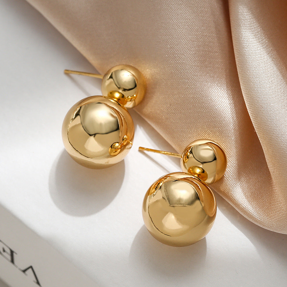 Orecchini a perno geometrici minimalisti in rame con placcatura in oro vero per donna, forma irregolare, gioielli di moda per tutti i giorni
