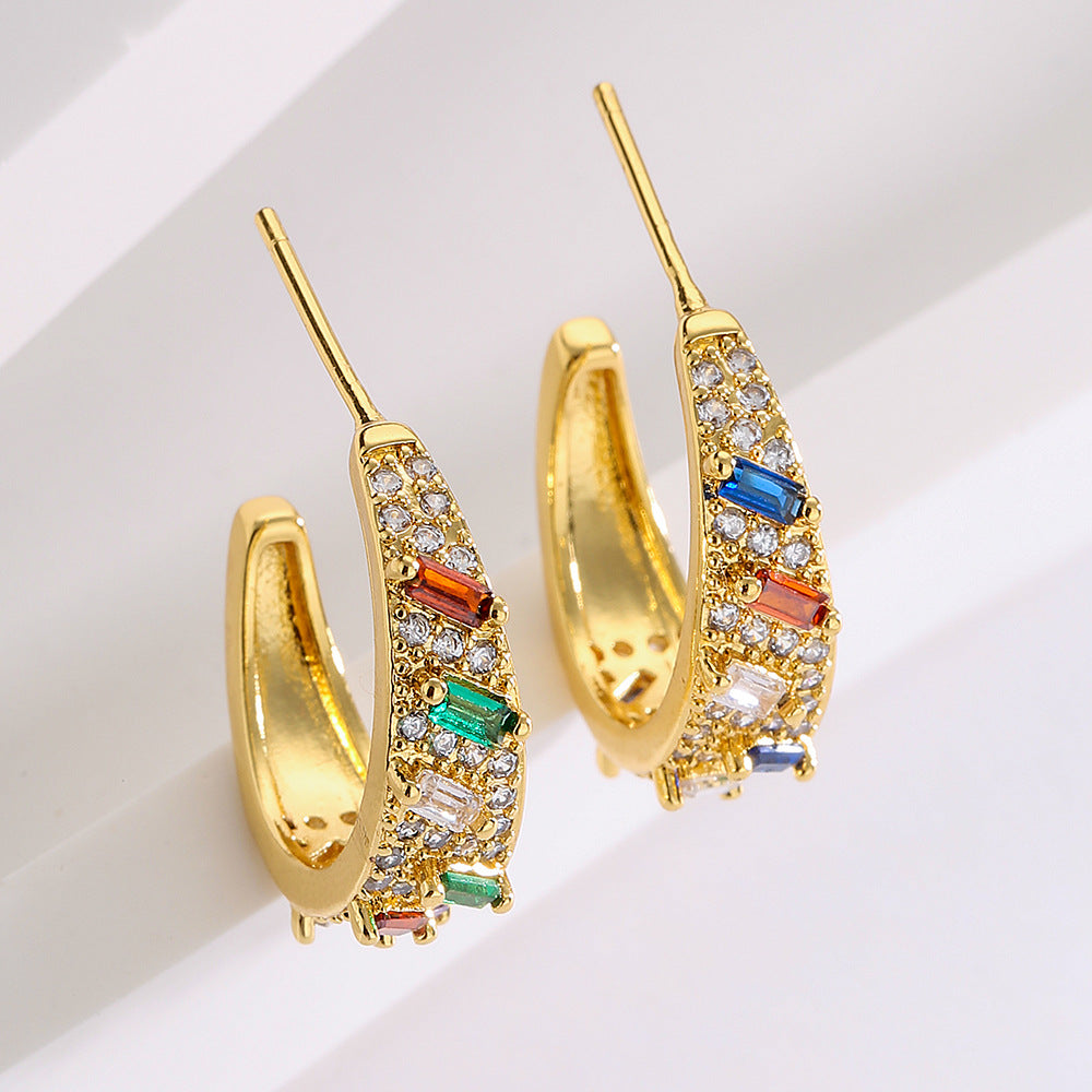 Minimalist Geometric Copper Earrings with Gold Plating for Women