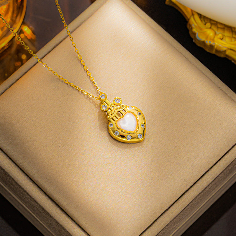 Collana minimalistica in acciaio al titanio a forma di cuore con placcatura sotto vuoto per donne, gioielli con pendente a catena O