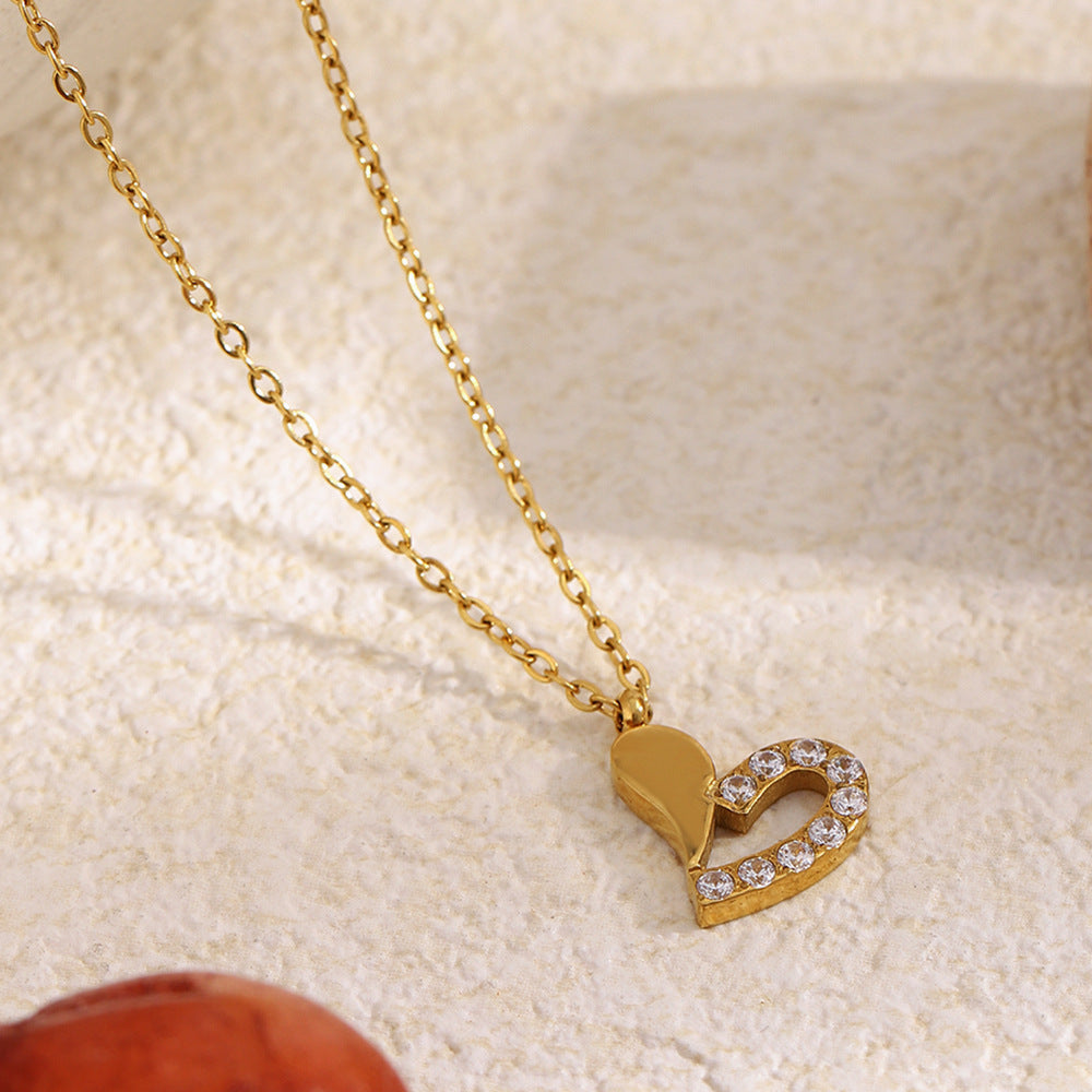 Minimalist Luxury 18K Gold Plated Stainless Steel Heart Pendant Necklace for Women
