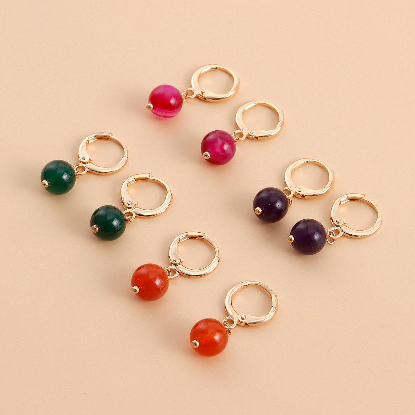 Geometric Shape Alloy Ear Clips for Women with Plated Finish and Turquoise Color Accent